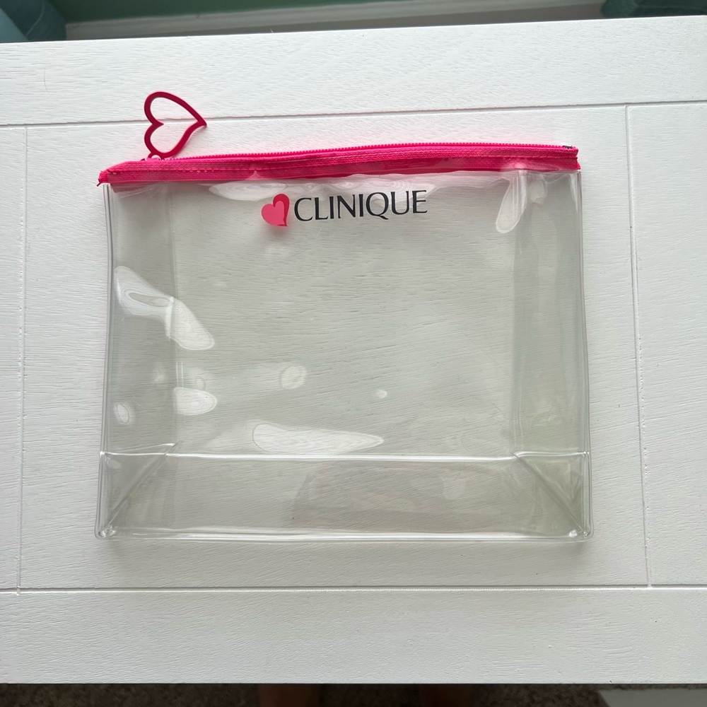 Clinique Clear Bag with Vibrant Pink Accents
